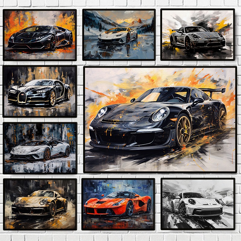 Luxury Lifestyle - Modern Abstract Luxury Cars Poster Colorful